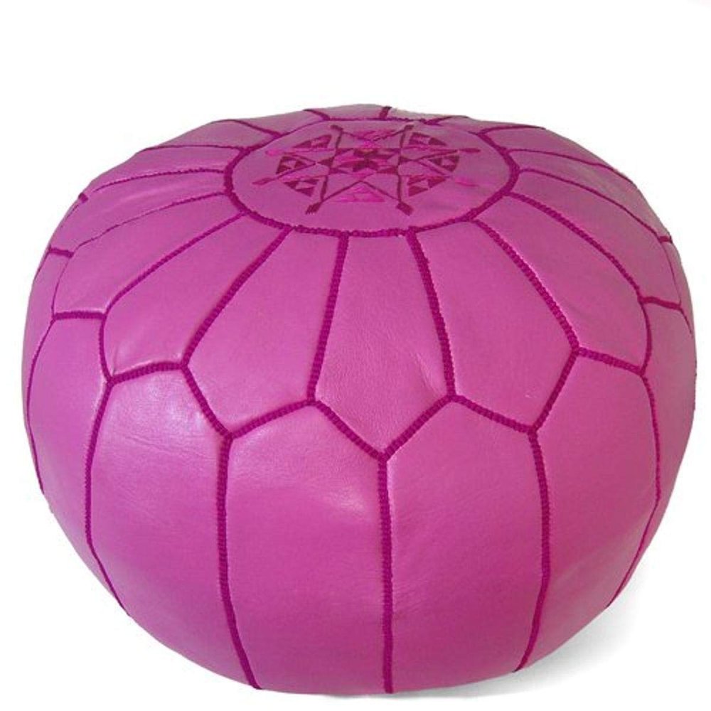 Ikram Design Moroccan Pouf, 20-Inch by 13-Inch, Fuchsia