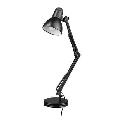 GLOBE Electric 5698601 28" Heavy Base Top Moving Spring Balanced Swing Arm Desk Lamp, Black, On/Off Rotary Switch on Shade, Office Decor, Reading Light, Home Essentials, Room Lighting
