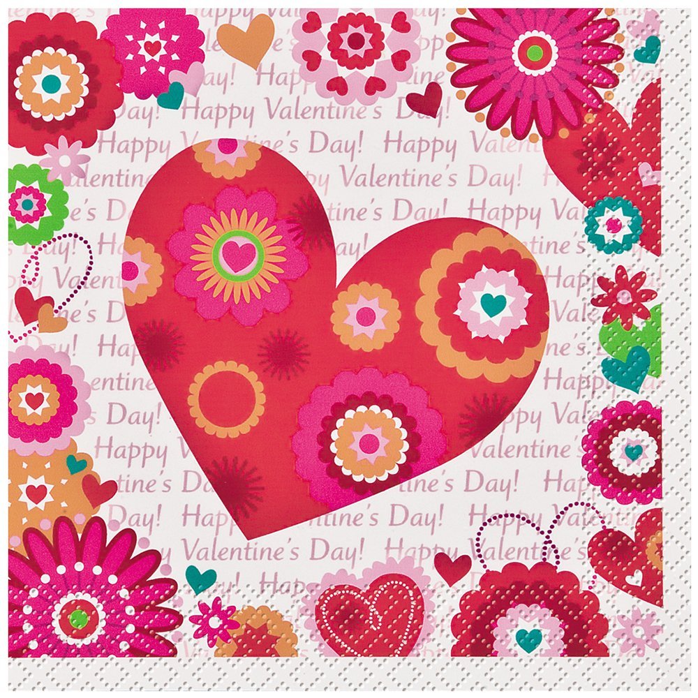Hearts in Bloom Valentine's Day Beverage Napkins, 24ct