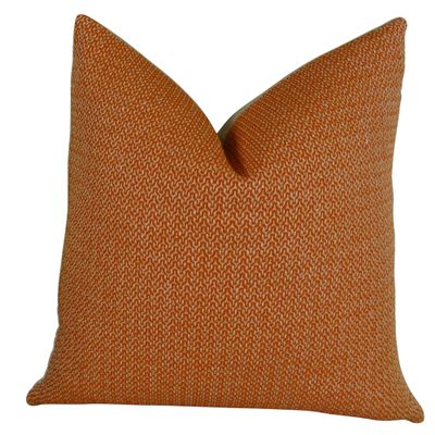 Thomas Collection Luxury Desginer Throw Pillow - Orange Greek Key Trellis Pattern Pillow - Orange Geometric Throw Pillow - Hollywood Regency, Made in US, 11276