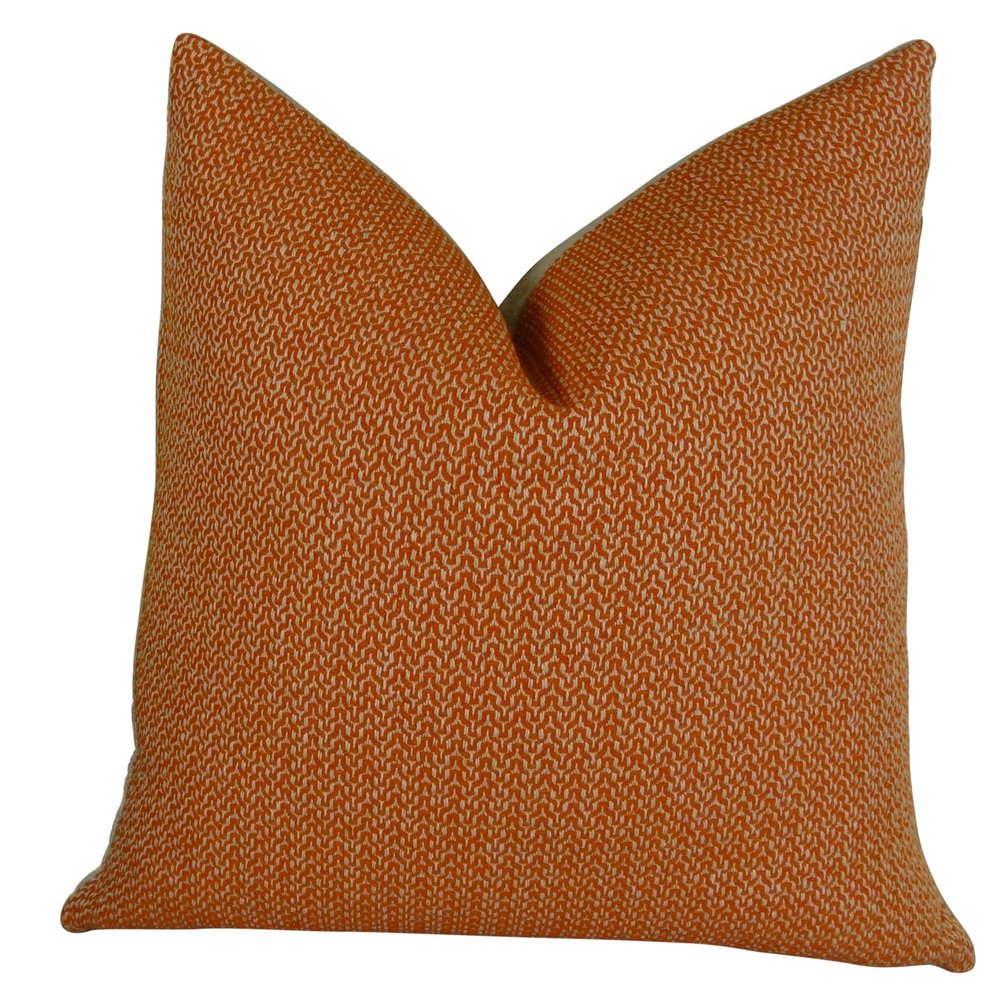 Thomas Collection Luxury Desginer Throw Pillow - Orange Greek Key Trellis Pattern Pillow - Orange Geometric Throw Pillow - Hollywood Regency, Made in US, 11276
