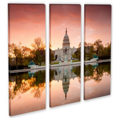 60 x 40 TOTAL - Capitol building, Washington DC Canvas Print. 3 Panel Split, Triptych. USA., office decor