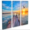 60 x 40 TOTAL - Lake, docks at sunset Canvas Print - 3 Panel Split, Triptych Wall Art view 1