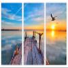 60 x 40 TOTAL - Lake, docks at sunset Canvas Print - 3 Panel Split, Triptych Wall Art view 2