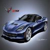 2015 CORVETTE STINGRAY Z51 - NIGHT RACE BLUE- ART PRINT POSTER BY ARTIST DANNY WHITFIELD - SIZE 20 X 30 view 1