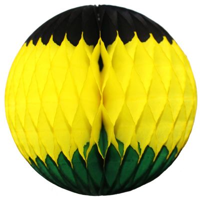 12 Inch Honeycomb Tissue Paper Ball Decoration (6-Pack, Jamaican - Black/Yellow/Green)