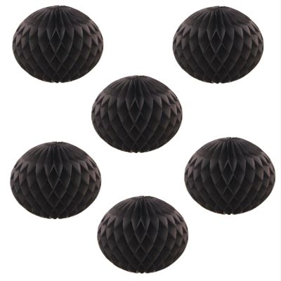12" Honeycomb Tissue Paper Ball Decoration (6-Pack, Black)