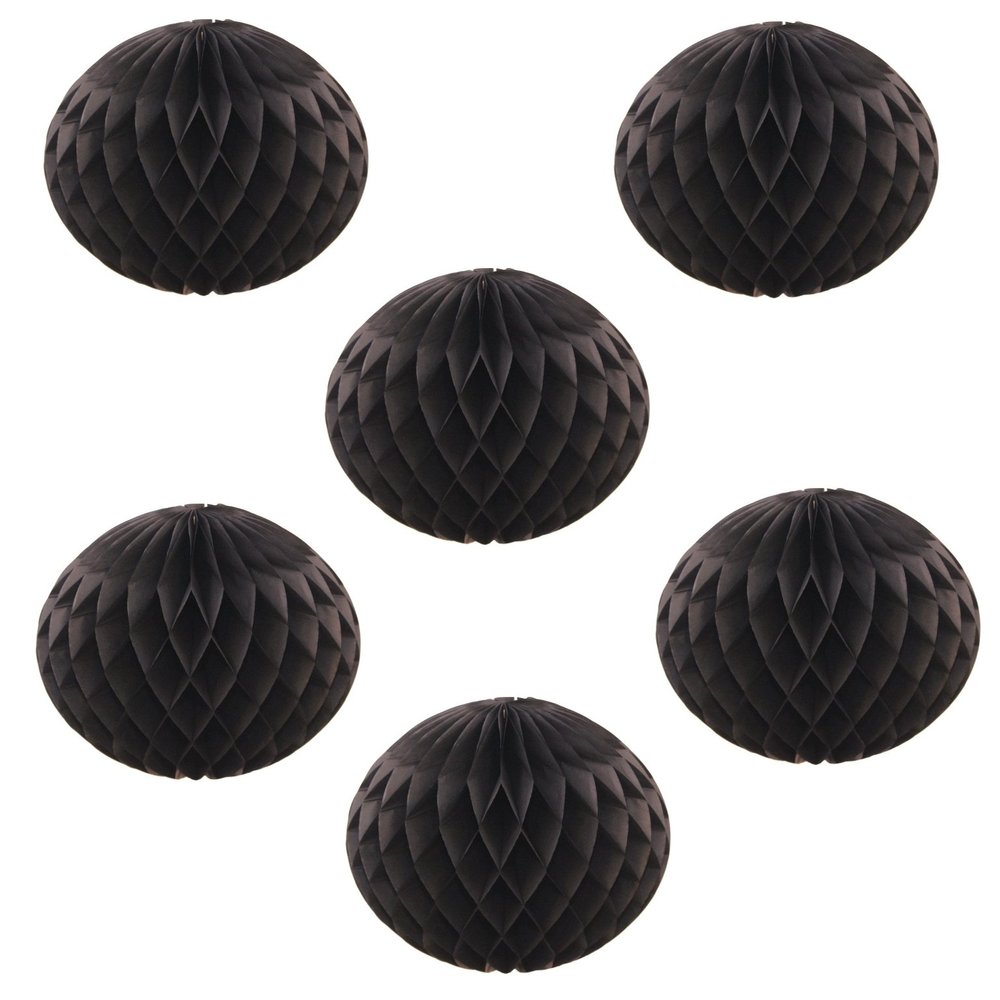 12" Honeycomb Tissue Paper Ball Decoration (6-Pack, Black)