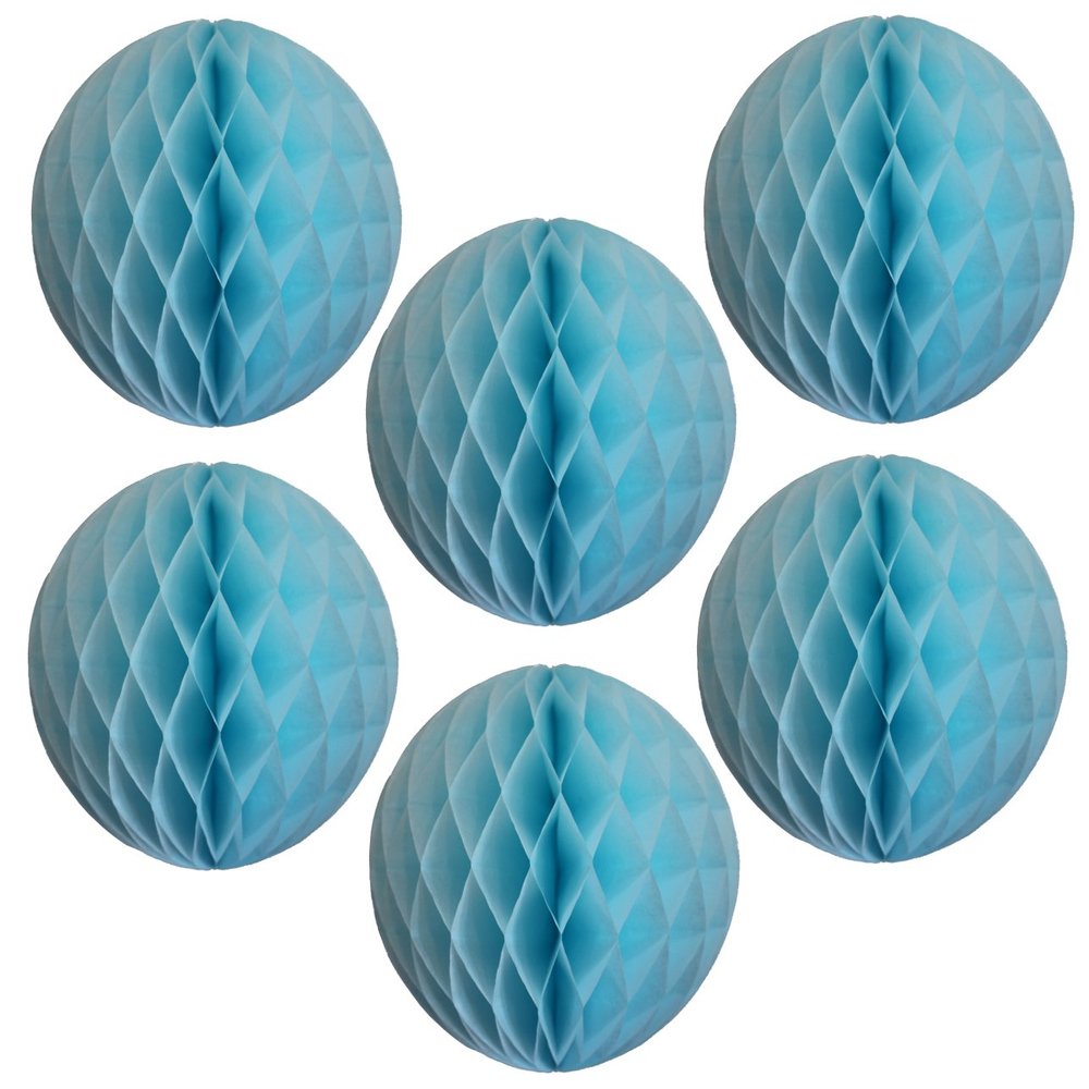 12" Honeycomb Tissue Paper Ball Decoration (6-Pack, Light Blue)