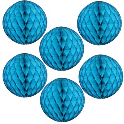 12" Honeycomb Tissue Paper Ball Decoration (6-Pack, Turquoise)