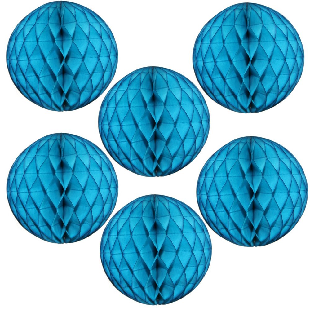 12" Honeycomb Tissue Paper Ball Decoration (6-Pack, Turquoise)