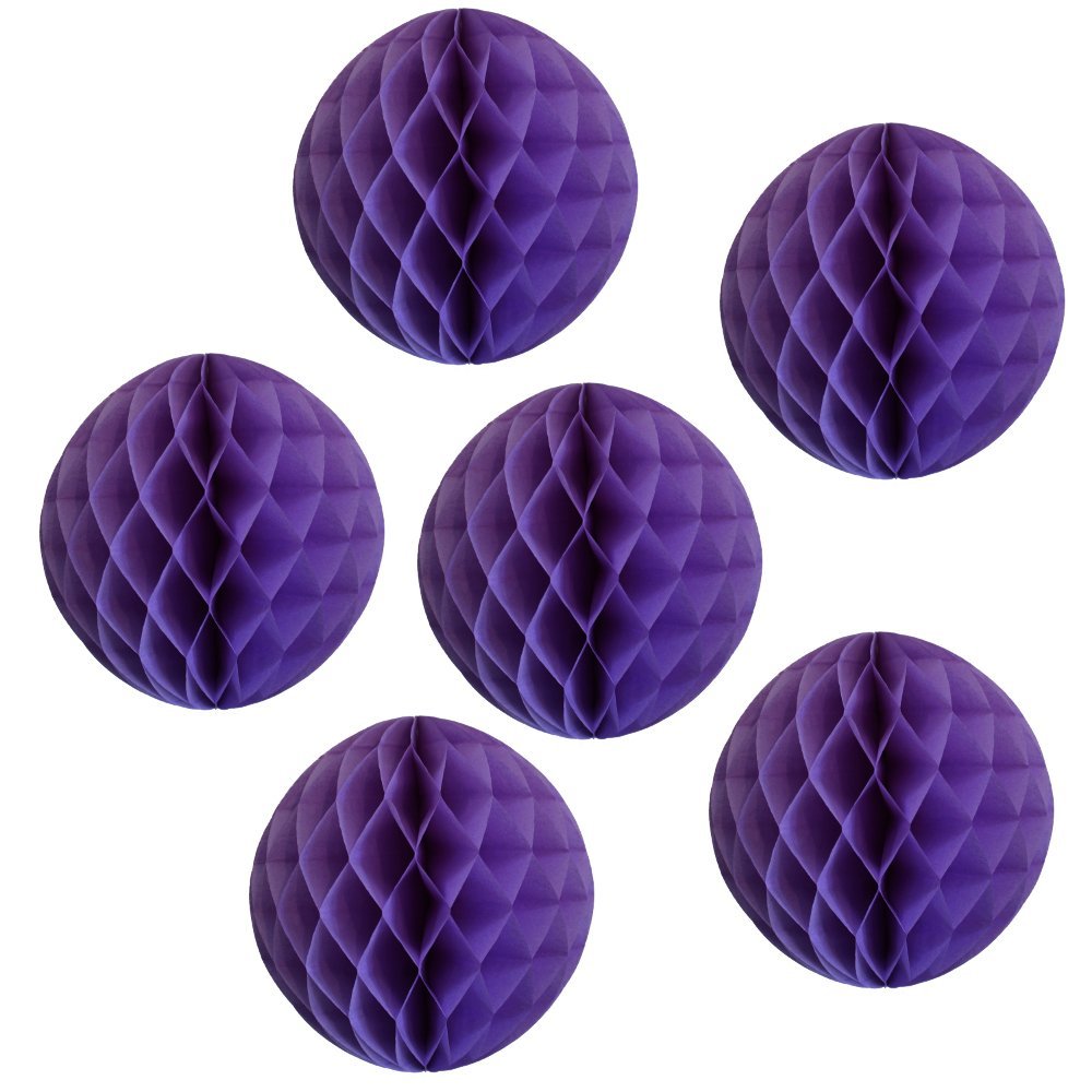 12" Honeycomb Tissue Paper Ball Decoration (6-Pack, Lavender)
