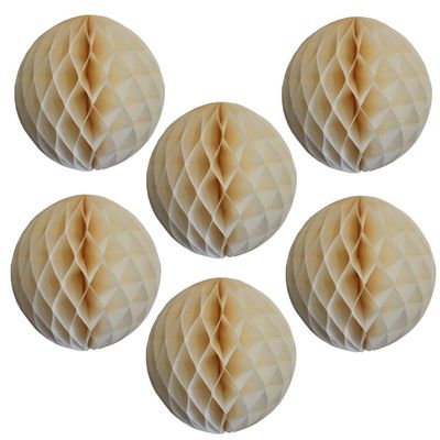 12" Honeycomb Tissue Paper Ball Decoration (6-Pack, Ivory)
