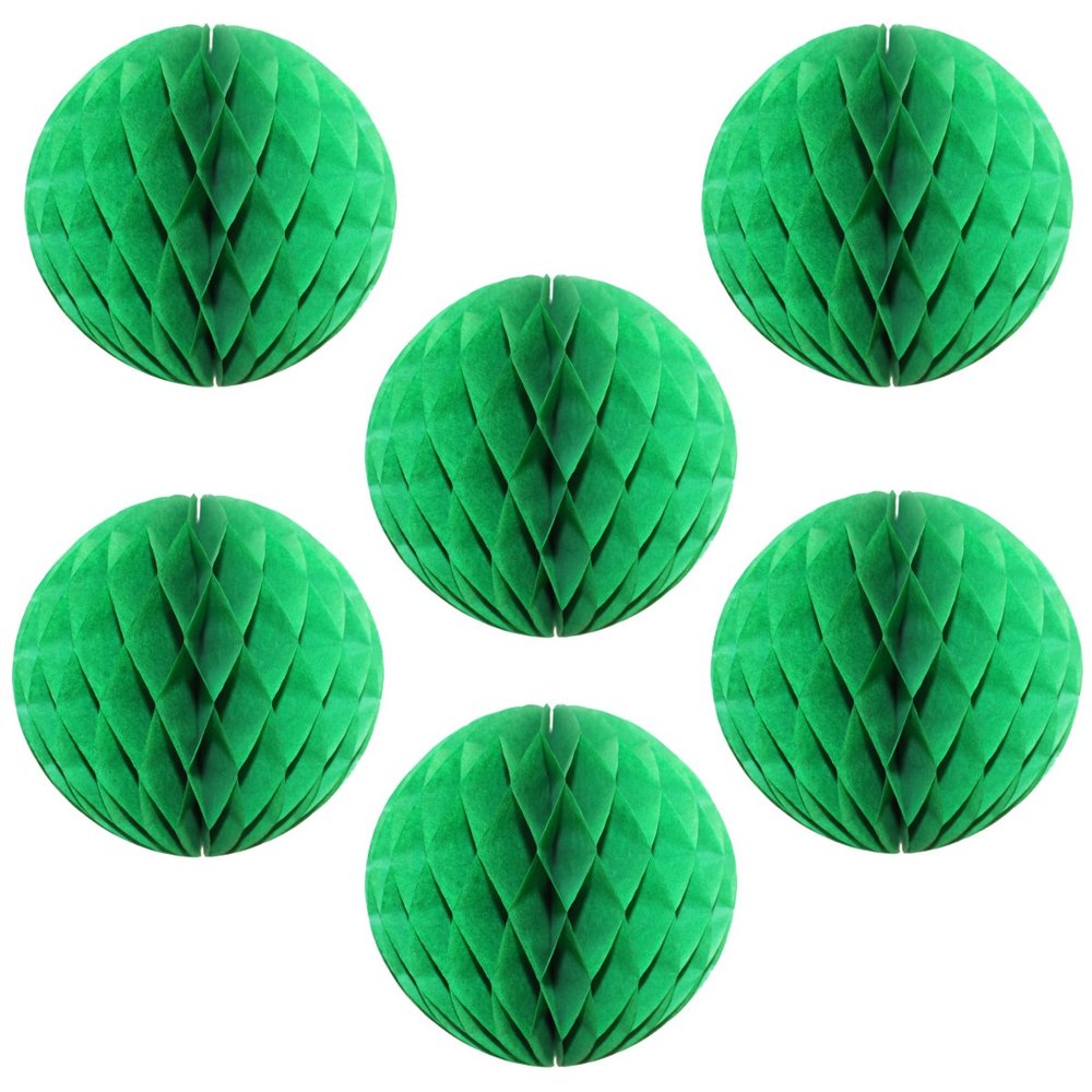 12" Honeycomb Tissue Paper Ball Decoration (6-Pack, Green)