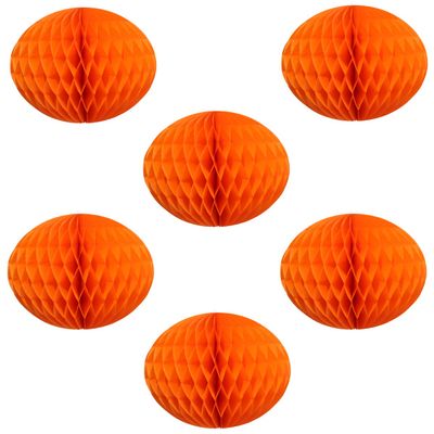 12" Honeycomb Tissue Paper Ball Decoration (6-Pack, Orange)