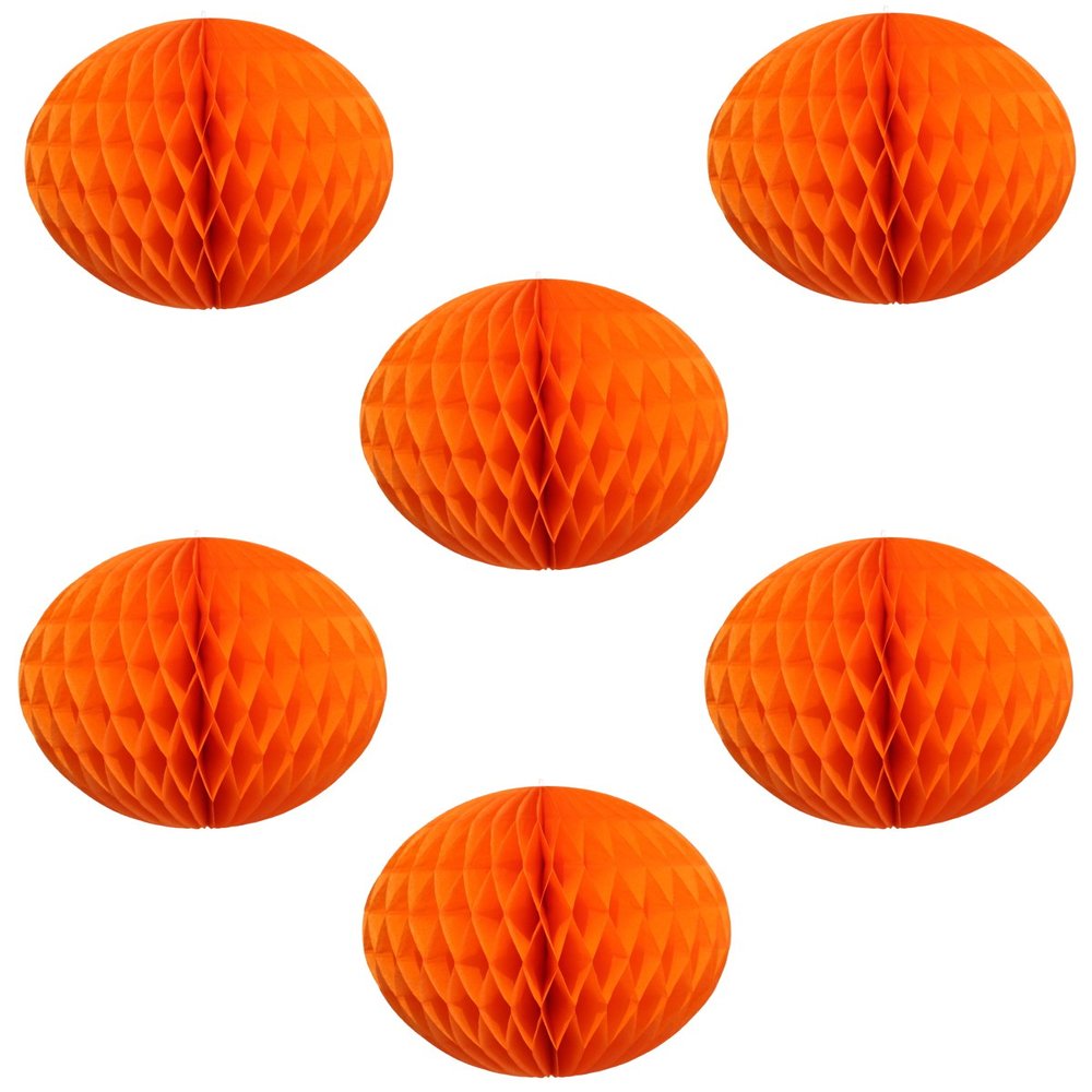 12" Honeycomb Tissue Paper Ball Decoration (6-Pack, Orange)