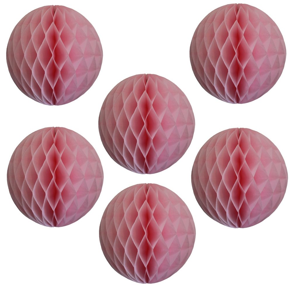 12" Honeycomb Tissue Paper Ball Decoration (6-Pack, Pink)
