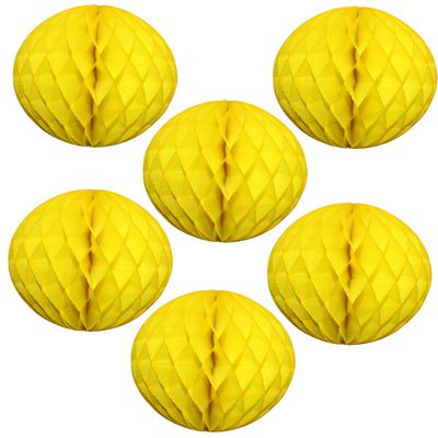 12" Honeycomb Tissue Paper Ball Decoration (6-Pack, Yellow)
