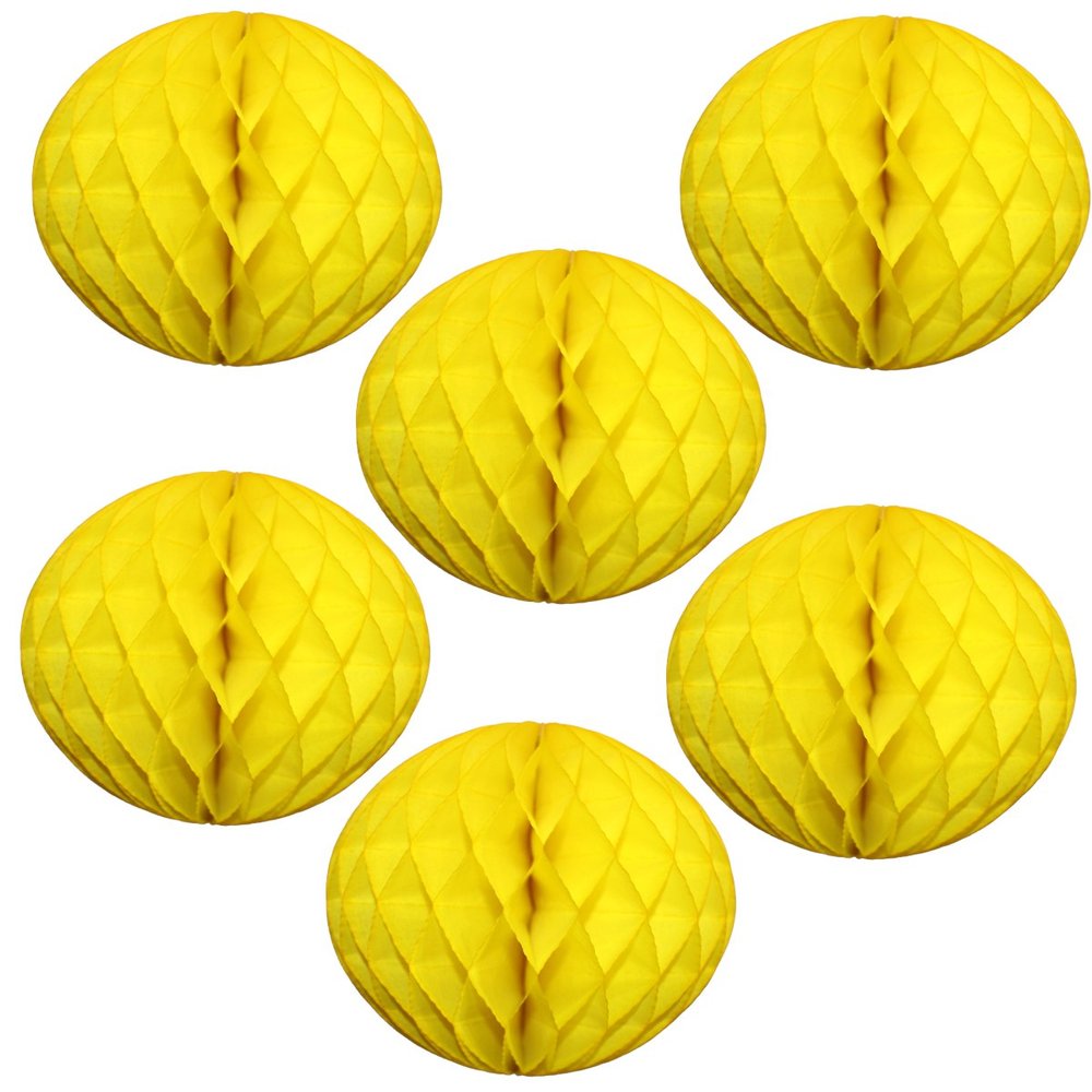 12" Honeycomb Tissue Paper Ball Decoration (6-Pack, Yellow)