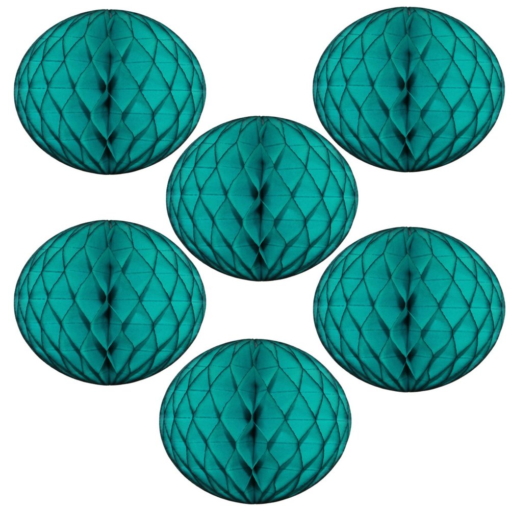 12" Honeycomb Tissue Paper Ball Decoration (6-Pack, Teal Green)