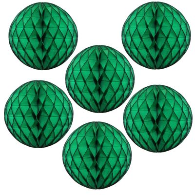 12" Honeycomb Tissue Paper Ball Decoration (6-Pack, Dark Green)