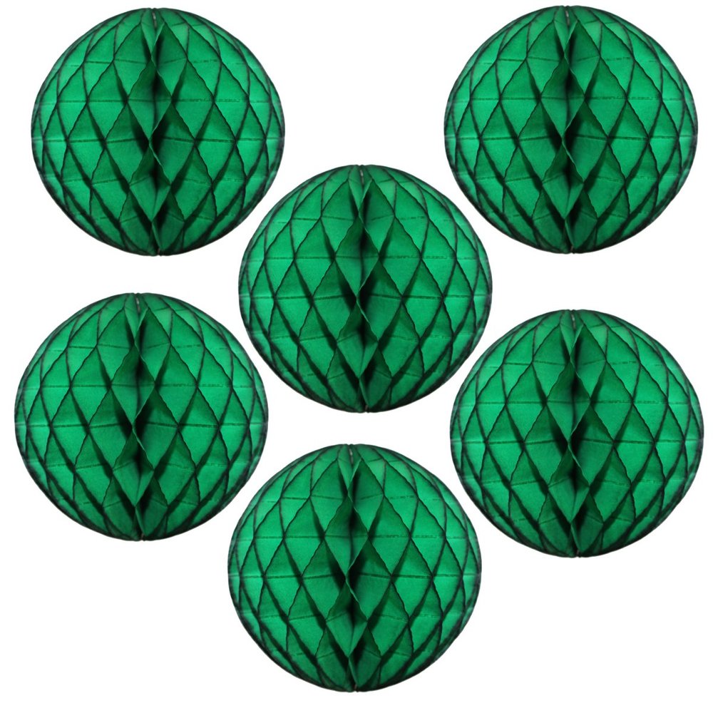 12" Honeycomb Tissue Paper Ball Decoration (6-Pack, Dark Green)