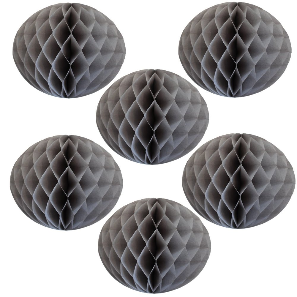 12" Honeycomb Tissue Paper Ball Decoration (6-Pack, Gray)