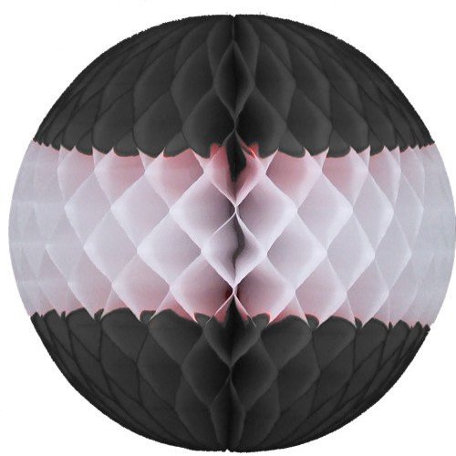 12 Inch Honeycomb Tissue Paper Ball Decoration (6-Pack, Black/White)