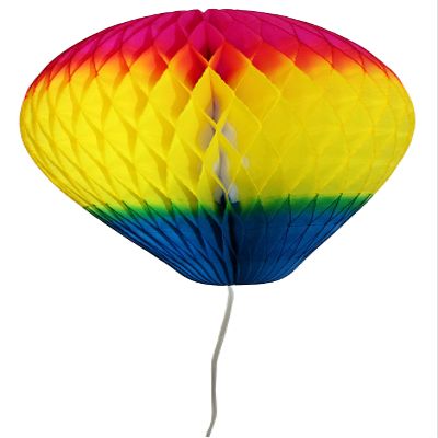 6-pack 11 Inch Honeycomb Tissue Paper Balloon (Rainbow - Cerise/Yellow/Blue)