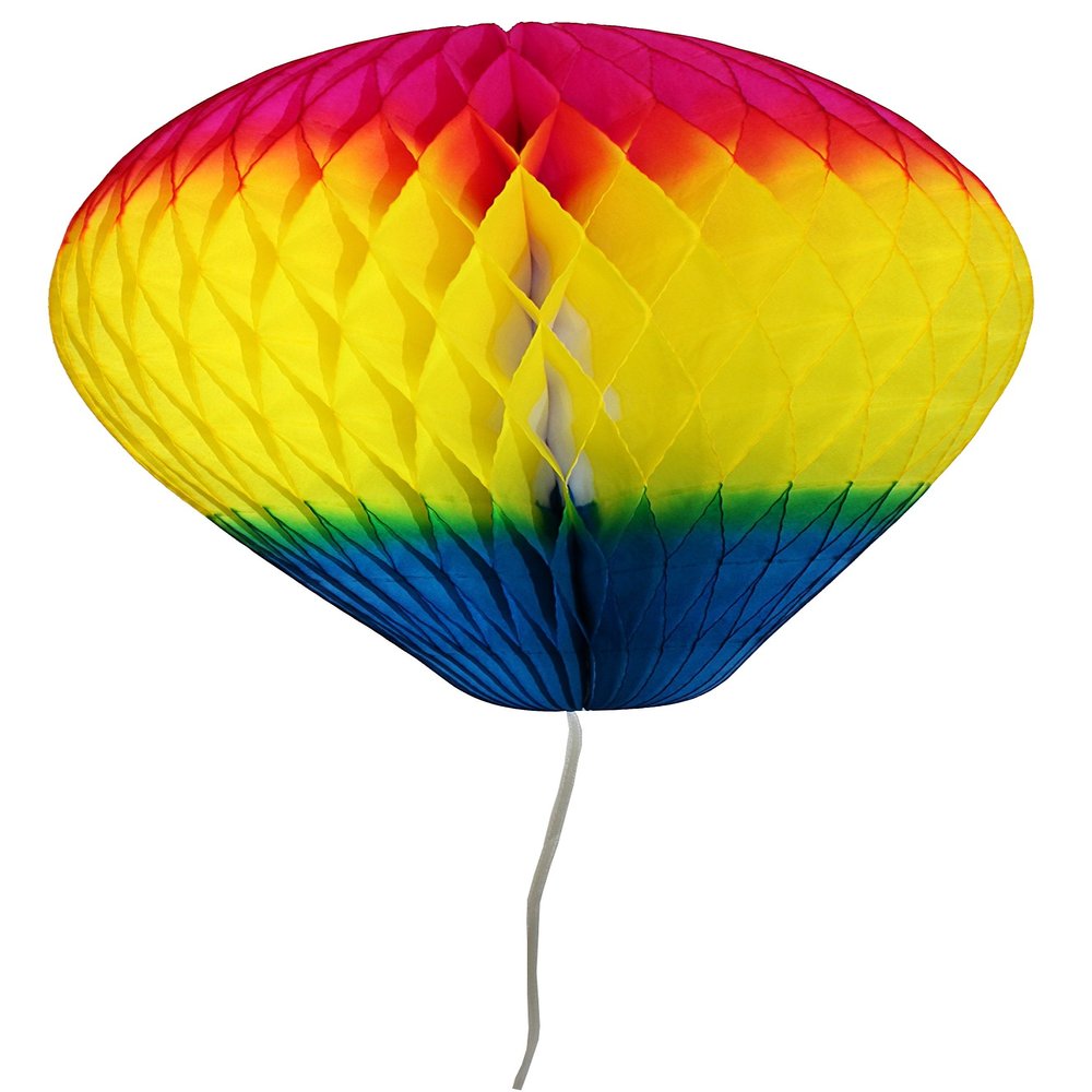6-pack 11 Inch Honeycomb Tissue Paper Balloon (Rainbow - Cerise/Yellow/Blue)