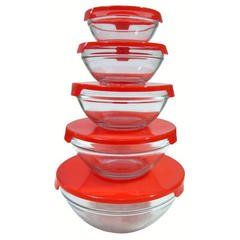 10-Piece Nested Glass Bowl Set [Set of 2] Color: Red