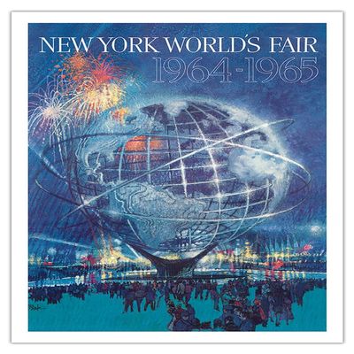 1964 New York Worlds Fair - Unisphere Globe - Vintage Travel Poster by Bob Peak - Fine Art Matte Paper Print (Unframed) 30x44in