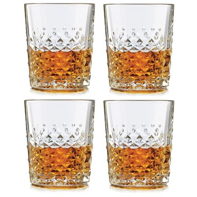 Libbey Carats Double Old Fashioned Glass 12 oz - 4 Pack w/ Pourer