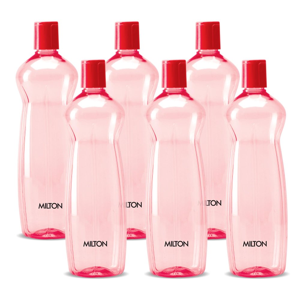 MILTON Pacific Water Bottle with Lid Reusable Leakproof 34 Oz Set of 6-Pack Red, Plastic Large Big Drink Bottle Perfect for Cycling Camping Hiking Gym Yoga Travel, Outdoors, Great for Juices Milk