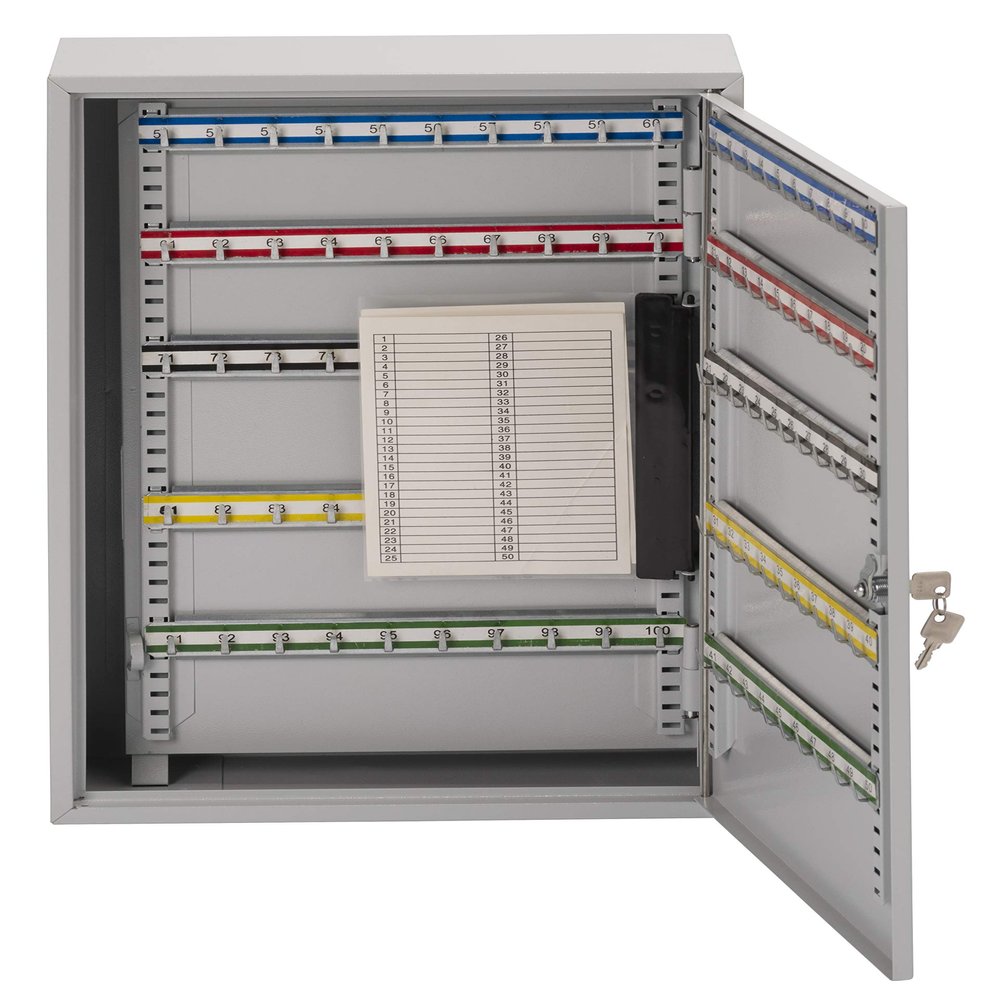 Sterling KC150H Single Door Key Cabinet with 150 Hooks, Grey