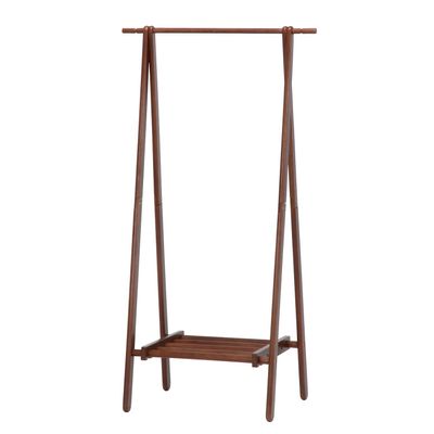Fuji Boeki 15192 Coat Hanger, Hanger Rack, Slim, Wood, Width 31.5 x Depth 17.7 x Height 58.8 inches (80 x 45 x 147.8 cm), Brown, With Shelf,