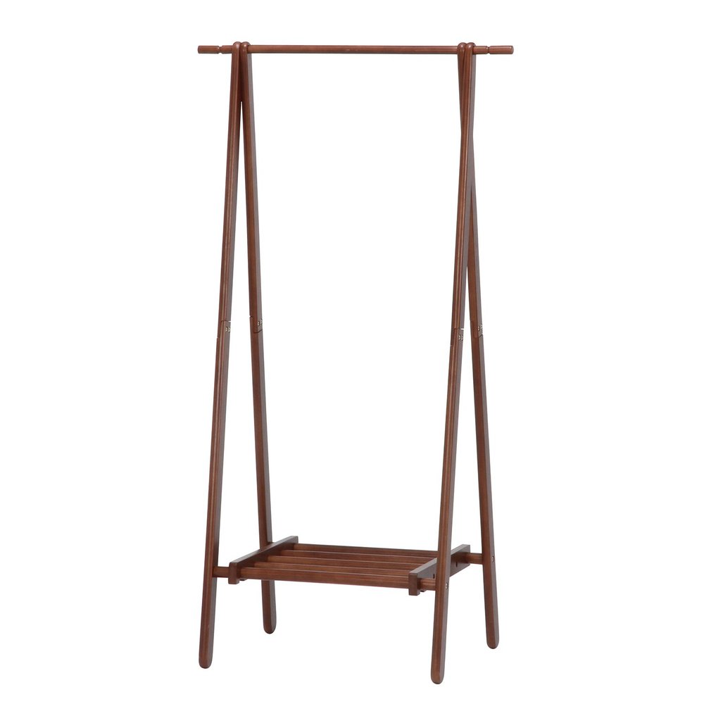 Fuji Boeki 15192 Coat Hanger, Hanger Rack, Slim, Wood, Width 31.5 x Depth 17.7 x Height 58.8 inches (80 x 45 x 147.8 cm), Brown, With Shelf,