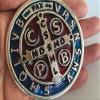 3" Silver Tone with Blue and RED Enamel Saint St Benedict Cross Jubilee Medallion/Medalla San Benito 3" Medalla Jubilar view 3