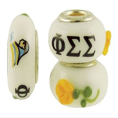 Fenton Phi Sigma Sigma Bead - Handmade Lampwork Glass USA 0B825ML-FENT
