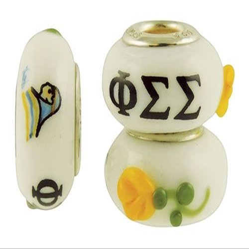 Fenton Phi Sigma Sigma Bead - Handmade Lampwork Glass USA 0B825ML-FENT