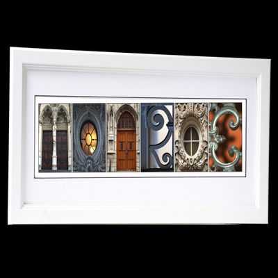 Creative Letter Art Personalized Wedding Name Sign Created with Architectural Alphabet Photography Includes 12 by 26 inch Frame with Mat - Best Wedding Gift