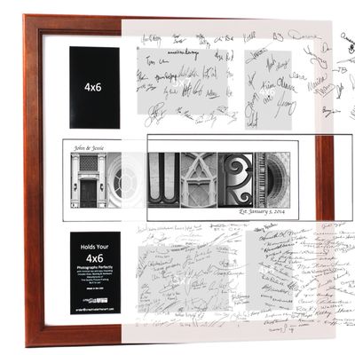 Creative Letter Art Personalized Wedding Book Guest Registry and Architectural Name Sign includes 20 by 20 inch Frame with Collage and Signature Mat - Best Wedding Gift