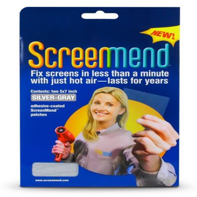 ScreenMend Window Screen Repair Kit, 5" x 7" Patch, Silver-Gray