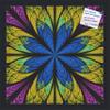 Decorative bulletin board made from self-healing canvas by PinPix, Fractal Psychedelic Flower printed at 16x16 and framed in Satin Black view 1