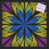 Decorative bulletin board made from self-healing canvas by PinPix, Fractal Psychedelic Flower printed at 20x20 and framed in Satin Black view 1