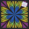 Decorative bulletin board made from self-healing canvas by PinPix, Fractal Psychedelic Flower printed at 24x24 and framed in Satin Black view 1