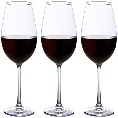 Aderia 8579 Wine Glass, Clear, 20.5 fl oz (575 ml), Shatter-Resistant, Burgundy, Red, Set of 3, Dishwasher Safe, Made in Japan