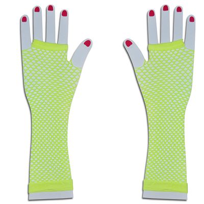 Gloves Long Fishnet Party Fancy Dress Tutu (Yellow)