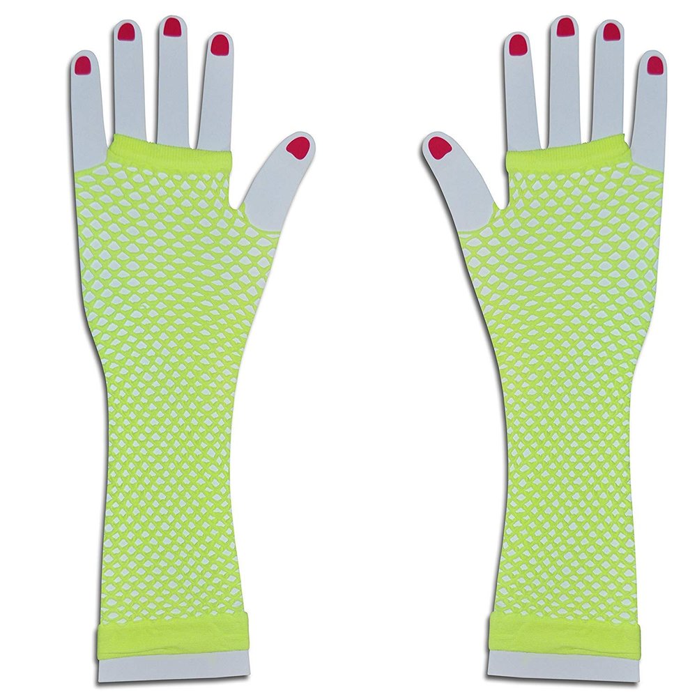 Gloves Long Fishnet Party Fancy Dress Tutu (Yellow)