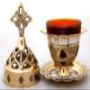 Orthodox Greek Christian Bronze Votive Vigil Oil Lamp with Red Glass - 9353Mop view 4